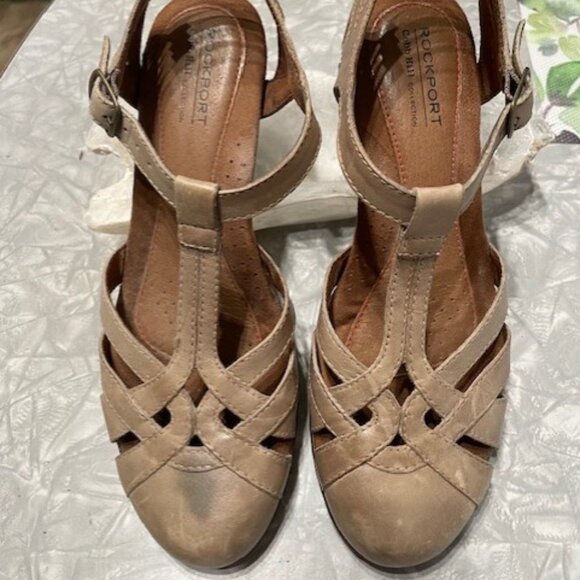 Rockport women shoes, sandal, tan leather. Size 7 - Picture 3 of 6